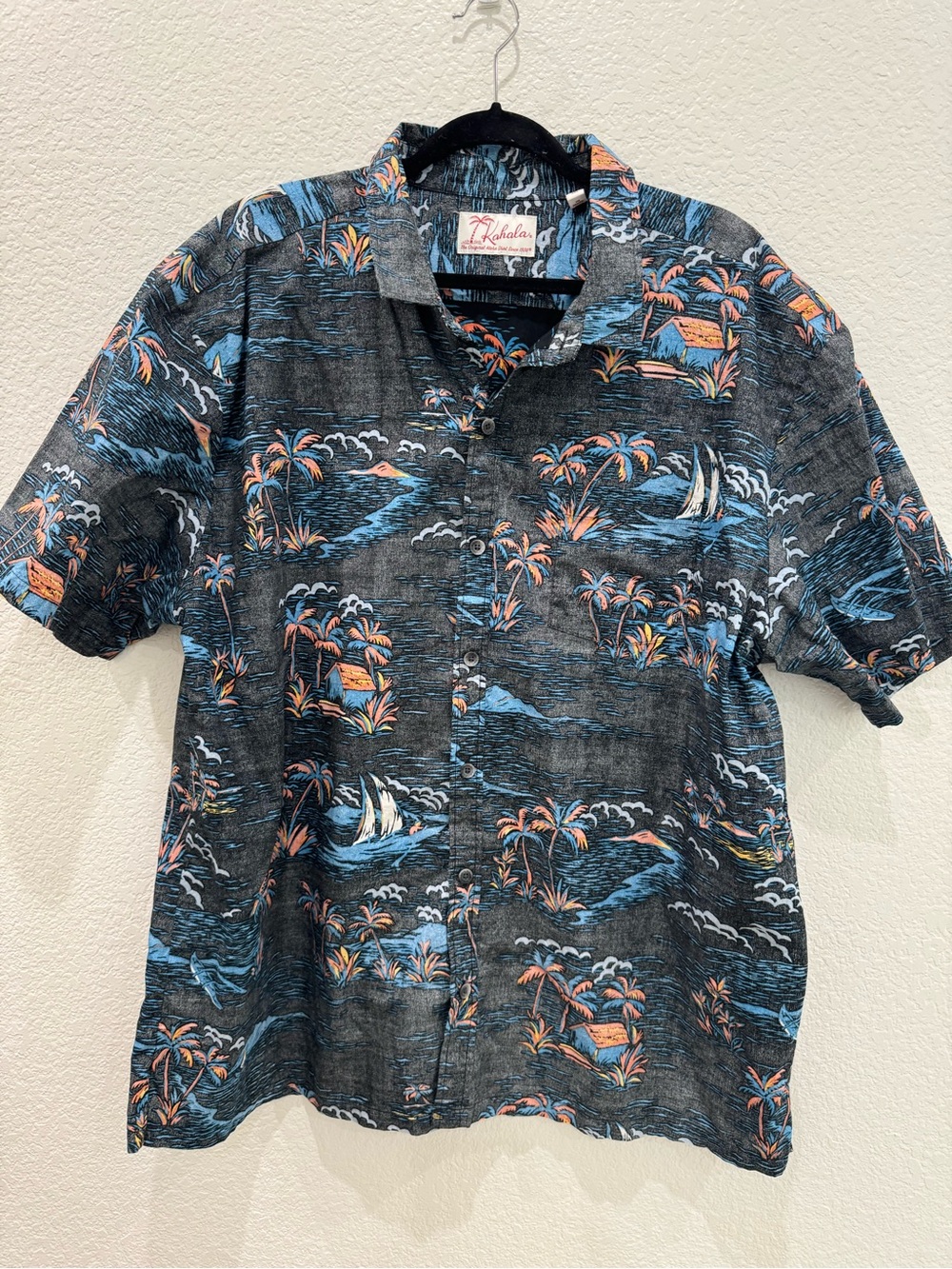 Kahala Hawaiian Aloha Shirt 3XL Black Tropical Island Print Made in Hawaii